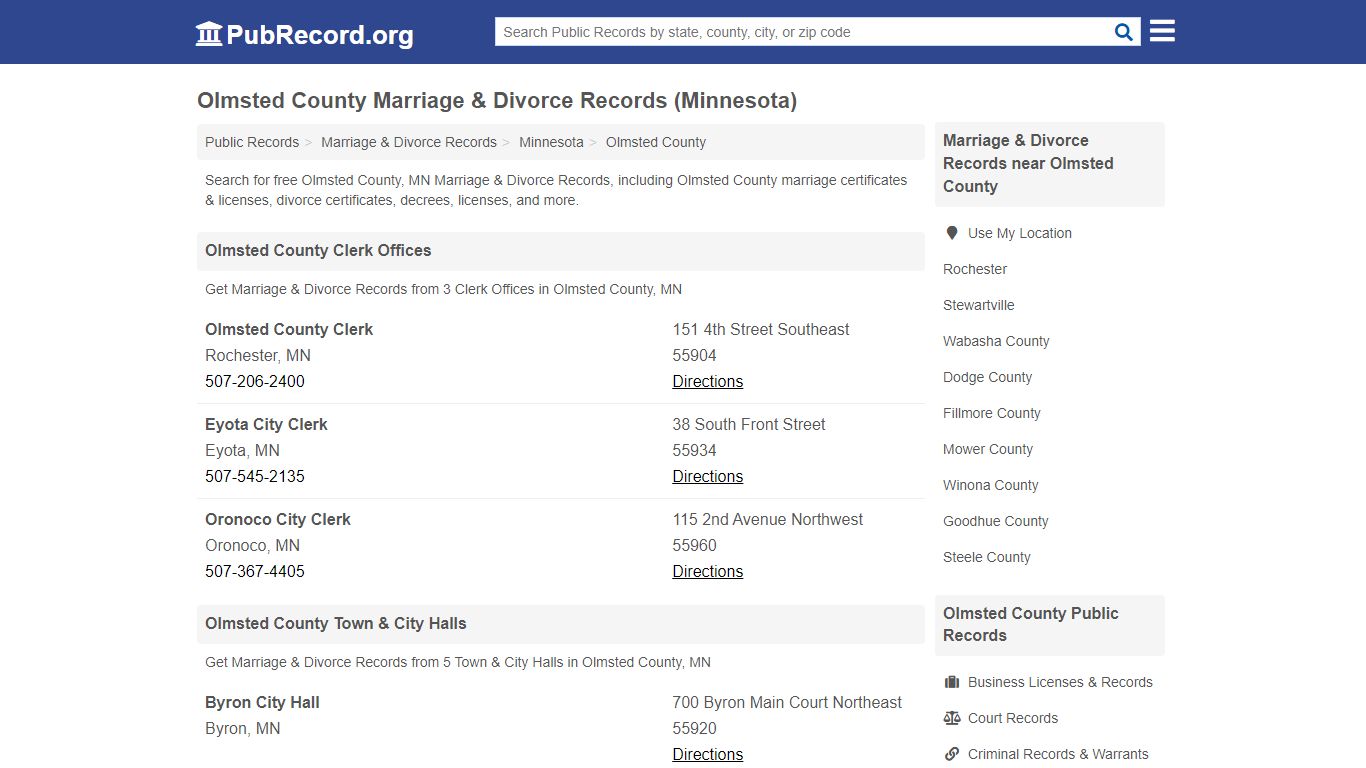 Olmsted County Marriage & Divorce Records (Minnesota)